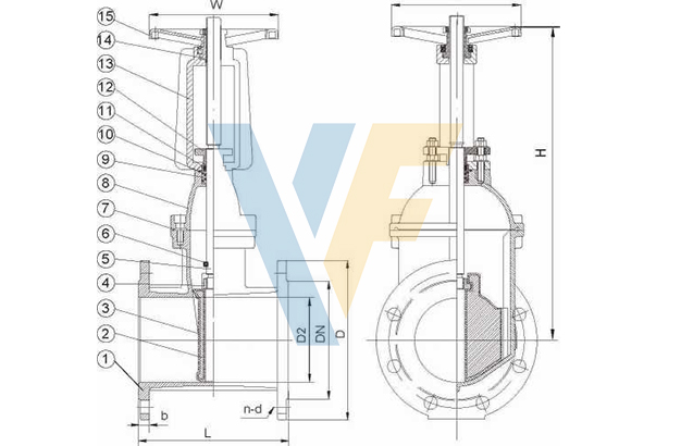 OS&Y Rising Stem BS5163 Эластичная задвижка