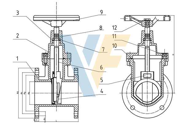 DIN3352 F5 PN10/PN16 Задвижка